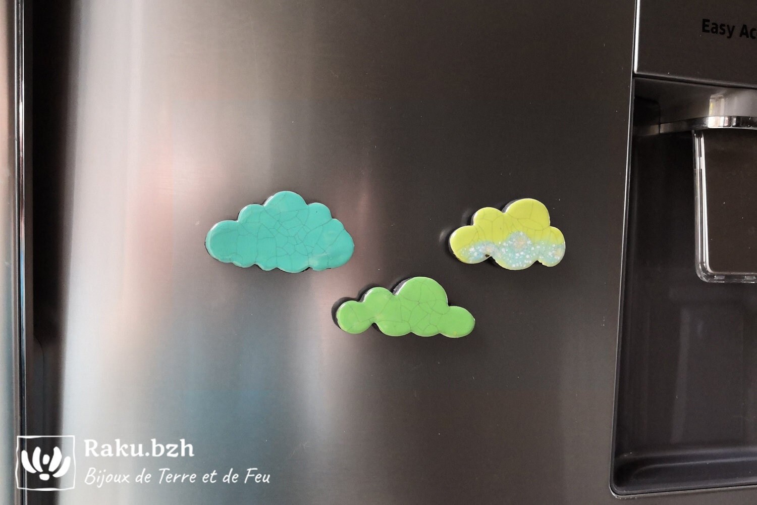 Magnets en Raku Céramique Nuages, Lot de 3 Aimants Puissants Pour Décorer Votre Frigo et Tenir Vos N