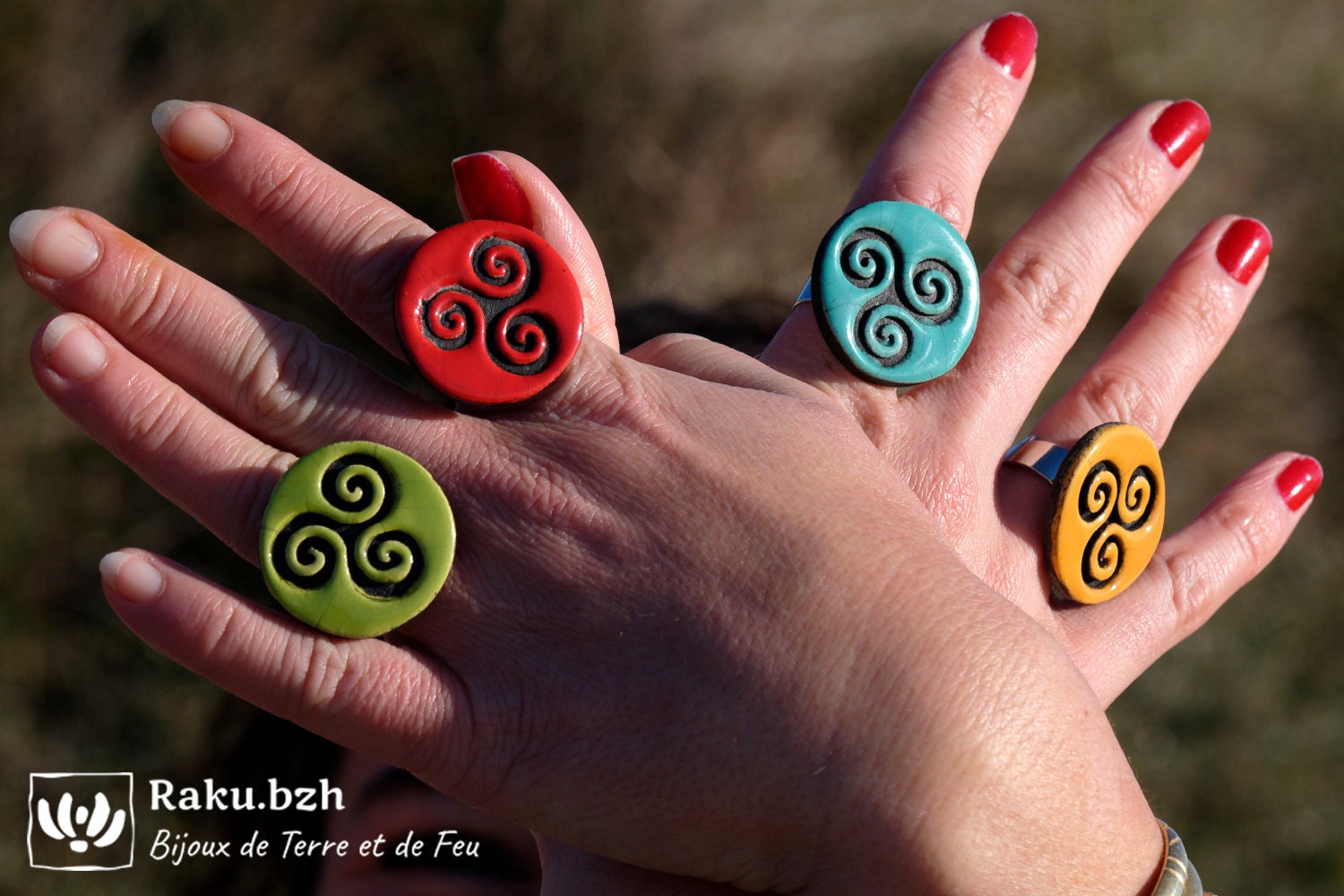 Round Ceramic Raku Ring KOÏSHINI GRANDE, Nature-inspired Jewelry ...