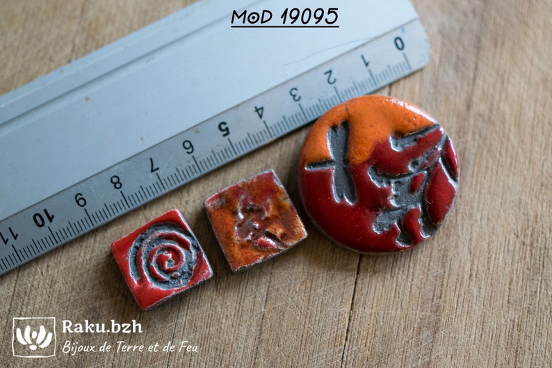 set of 9 cabochons to glue for crafting supplies for creative raku pottery Cabochon raku handmade supplies