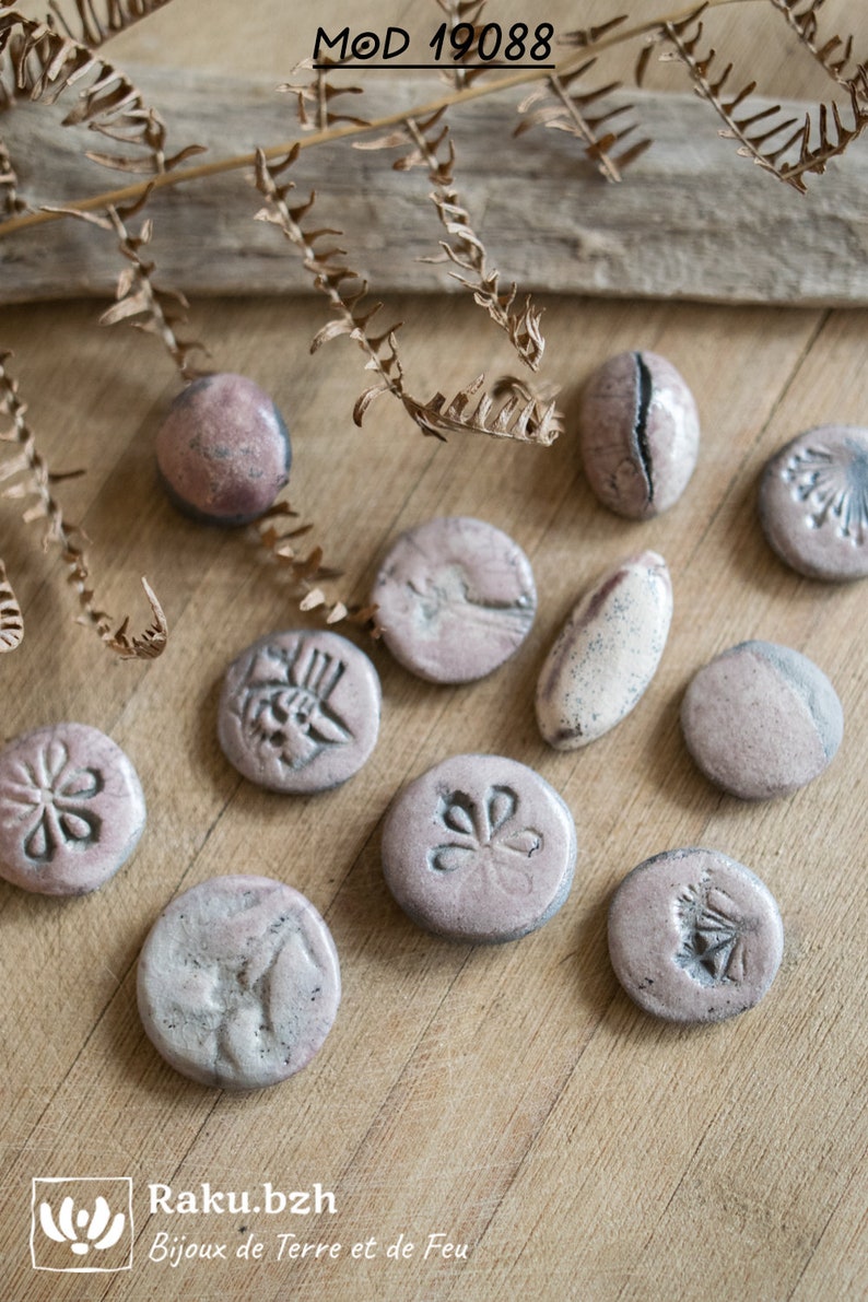 set of 9 cabochons to glue for crafting supplies for creative raku pottery Cabochon raku handmade supplies