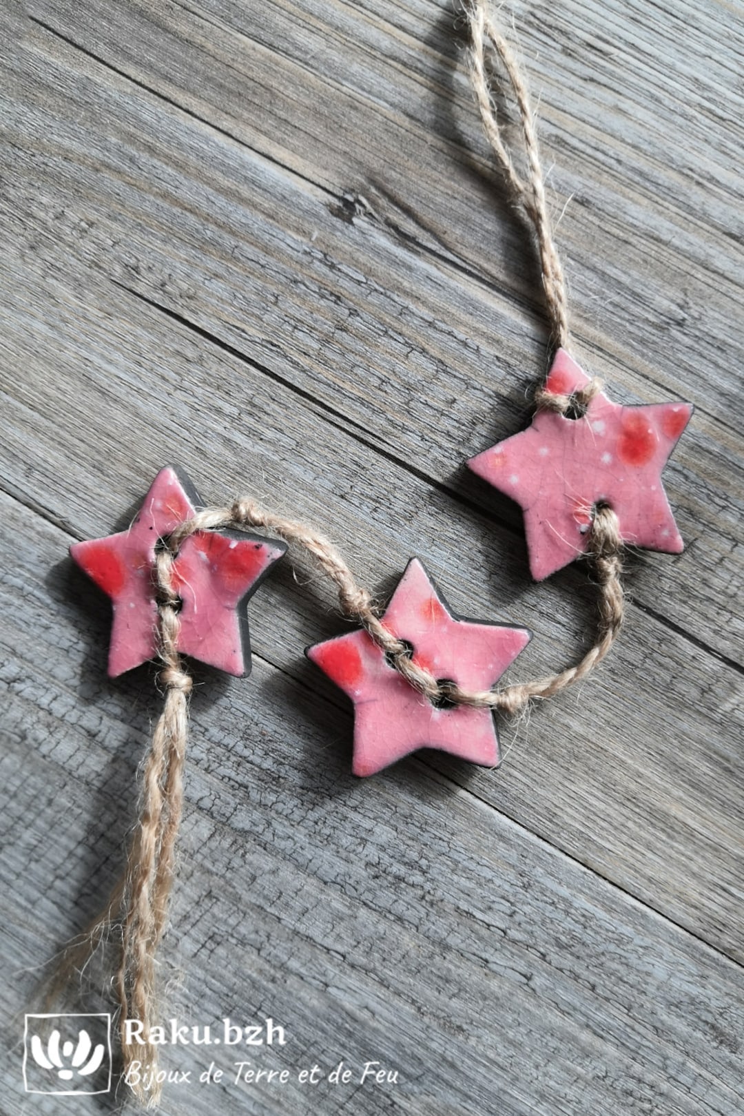 Handmade Ceramic Garland Including 3 Small Pink Christmas Etsy