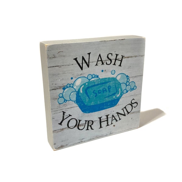 Small Wash Hands Sign For Kids Mini Wood Sign For Bathroom Or Restroom Home Or Office Toilet Tank Signs Miniature Sign