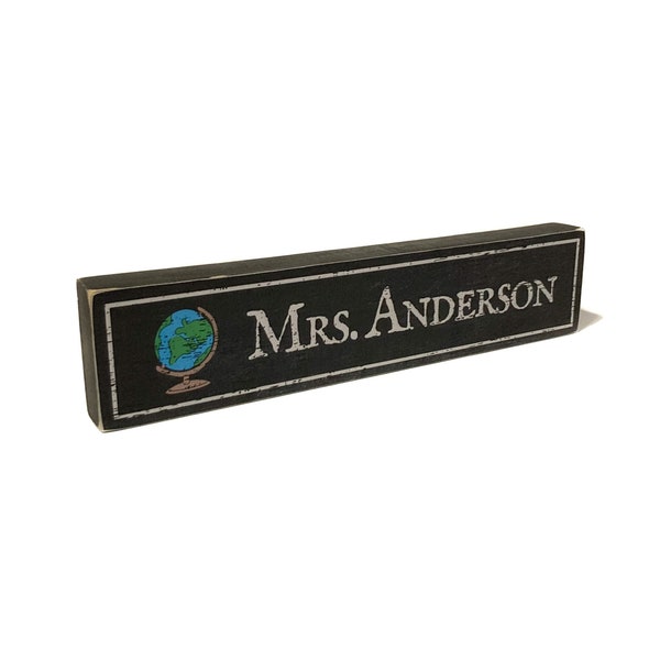 Personalized History Teacher Globe Gift Custom Name Sign End Of Year History Teacher Present Name Plate For Desk Small Wooden Nameplate