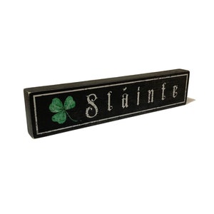 Slainte Sign For Desk Or Shelf Sitter Mini St. Patrick's Day Decor Slainte Small Wood Sign With Shamrock Cheers Sign For Tiered Trays Decor