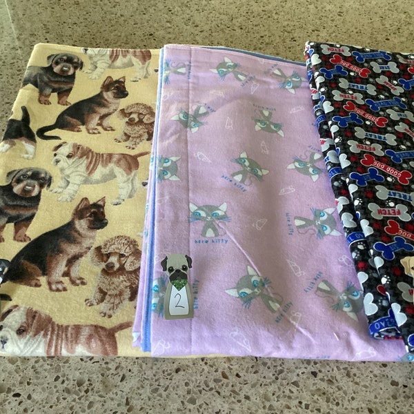 Handmade flannel pet blanket, multiple designs!