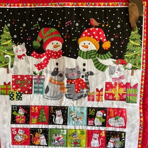 Handmade Quilted Advent Calendar With Pockets Cats Etsy