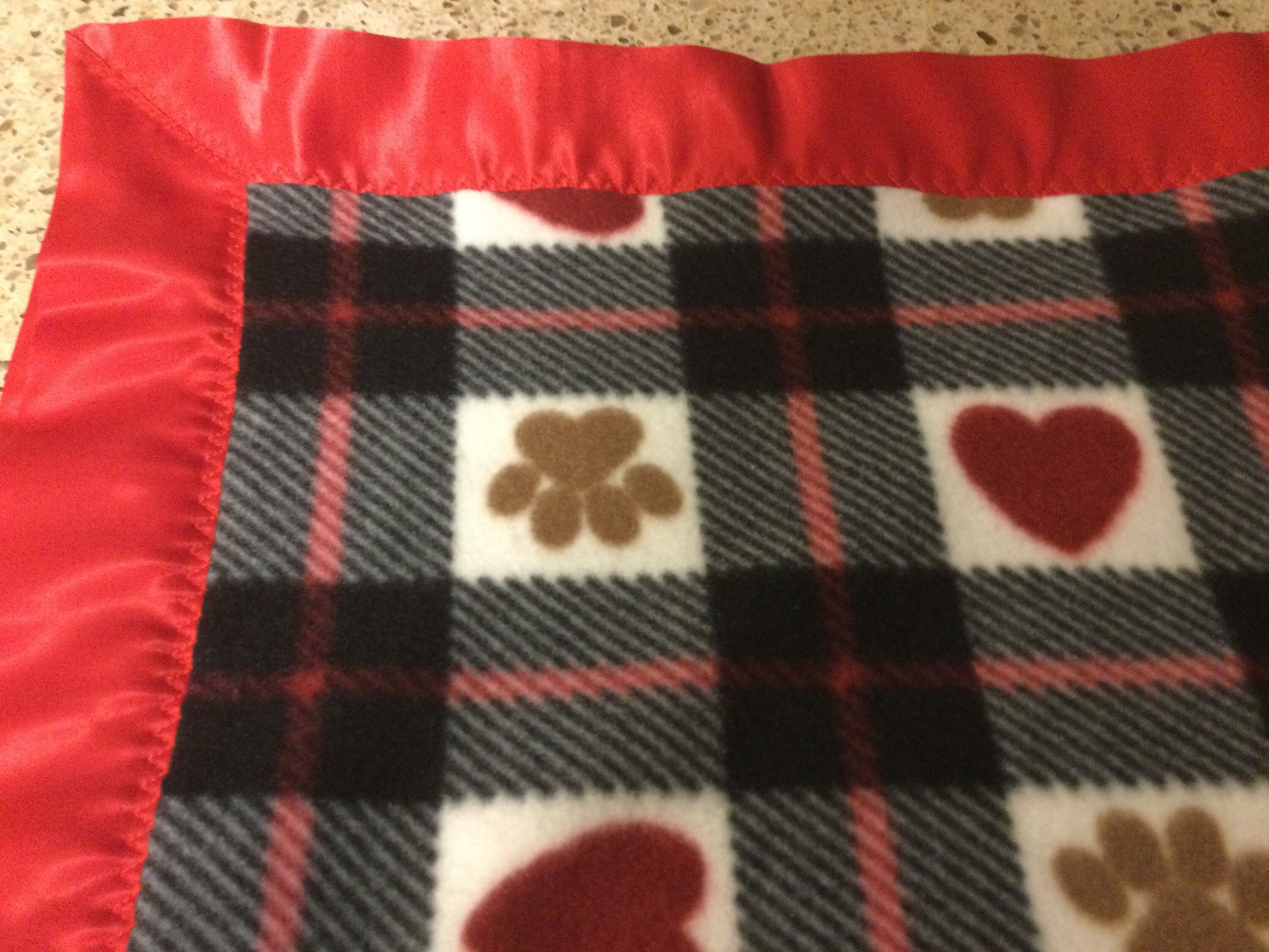Handmade fleece pet blanket hearts and paws Etsy
