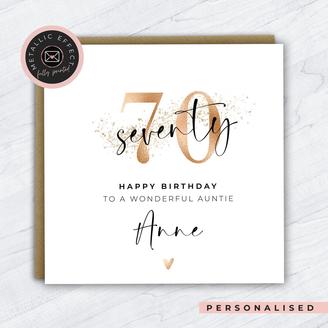 70th Birthday Card for Her, Personalised 70th Birthday Card, Glitter ...