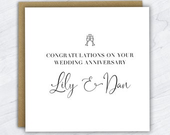 Personalised Wedding Anniversary Card, Congratulations On Your Wedding Anniversary,  For Couple, Anniversary Card, Anniversary for Couples