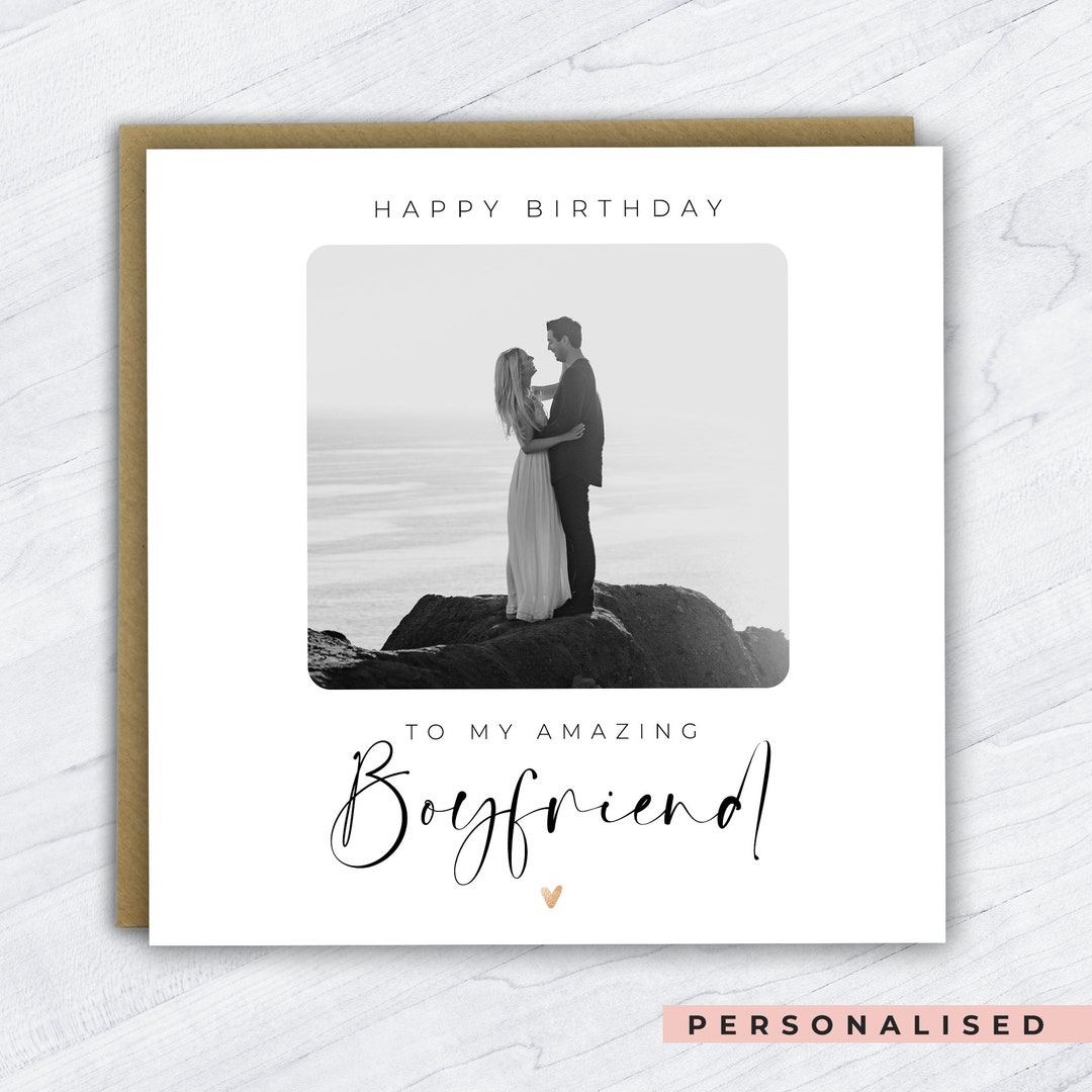 Personalised Happy Birthday to My Boyfriend Card, Personalised Photo