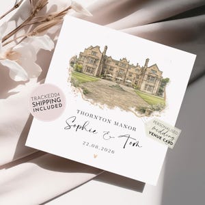 Personalised Wedding Venue Card, Wedding Card, Custom Watercolour Wedding Venue Illustration, Wedding Gift, Couple Keepsake, Any Venue