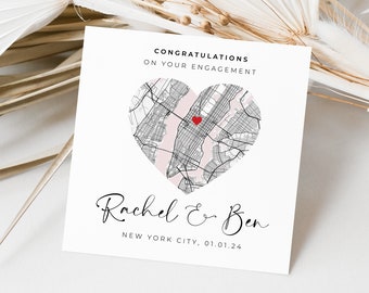 Personalised Engagement Map Card, Engagement Location Map Card, Engaged Card, Engagement Card, Special Location Engagement Card, Custom Map