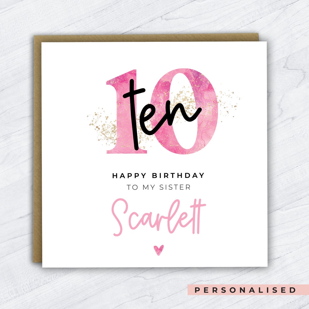 Personalised Girls 10th Birthday Card, 10th Birthday Card for Girls ...