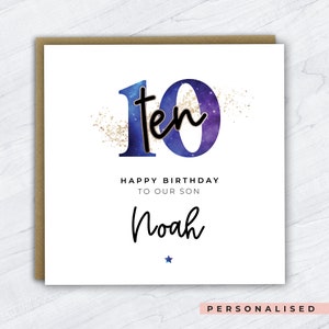 Personalised Boys 10th Birthday Card, 10th Birthday Card for Boys, Age 10 Birthday Card, Boys Birthday Card, Card for Son, Grandson, Nephew