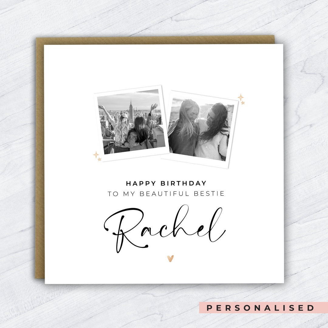 Personalised Bestie Birthday Photo Card, Personalised Photo Card for ...