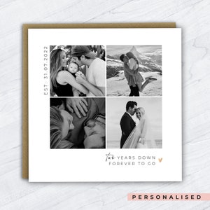 Personalised Anniversary Photo Card, Years Together as Mr & Mrs, Years Down Forever To Go, Card for Husband, Wife, Wedding Anniversary