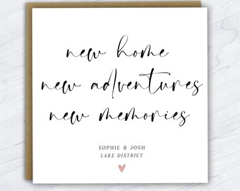 New Home Card, 'New Home New Adventures New Memories', Relocation Card, Moving Away Card, Moving Home Card, Housewarming Card, Homeowners