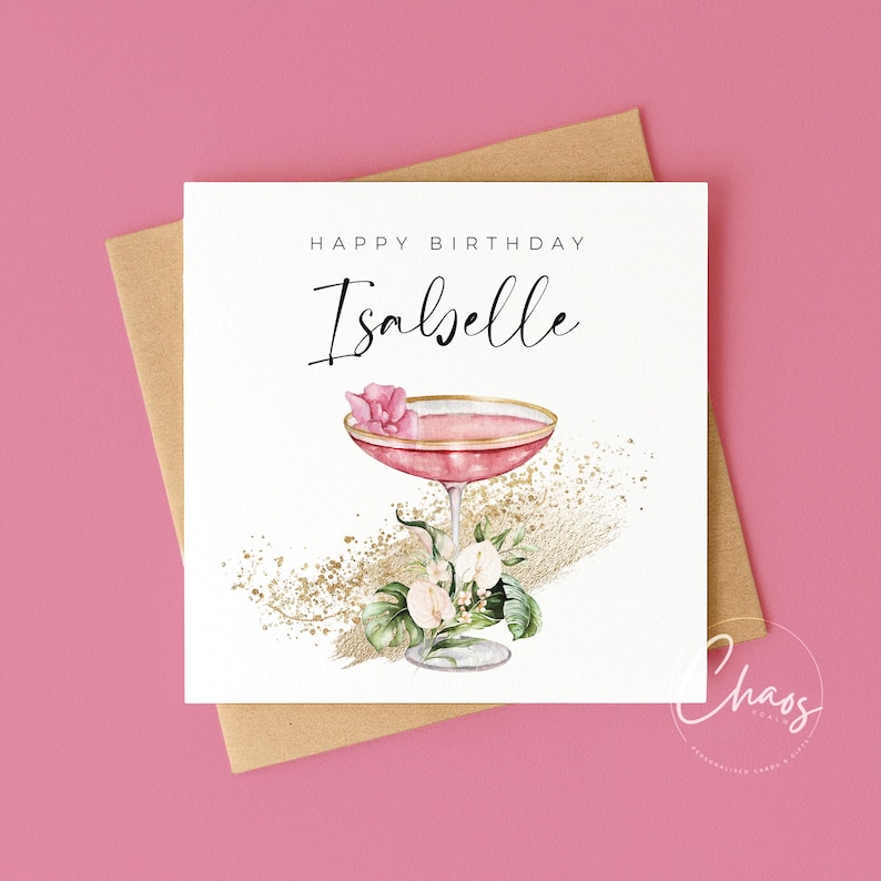 Personalised Cocktail Birthday Card for Her