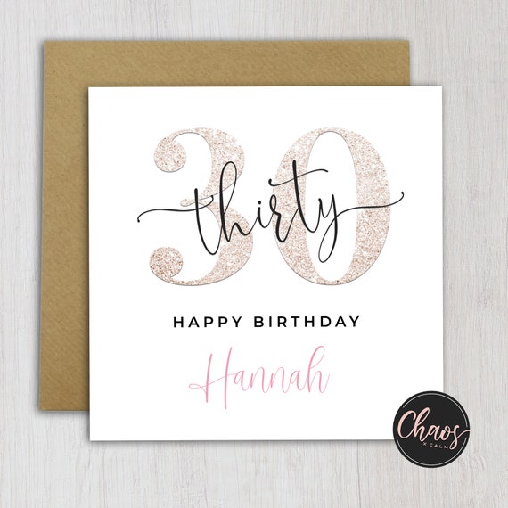 Personalised 30th Birthday Card Card For Her 30th Birthday | Etsy