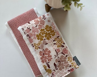 Baby Girl Burp Cloths, Dusty Pink & Gold Floral, Dusty Rose, Flower Garden, Nursery, Baby Girl Shower Gift, Cloth Diaper, Burp Rags