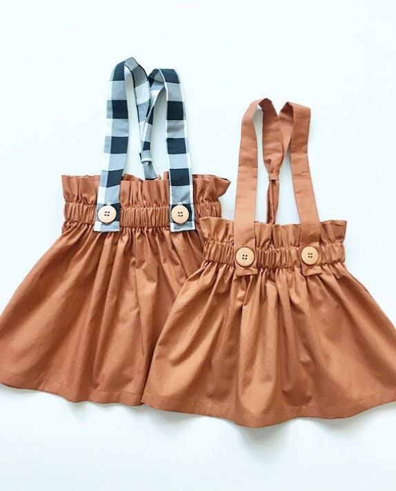 Girl's Rust Suspender Skirt Toddler Vintage Style Jumper | Etsy
