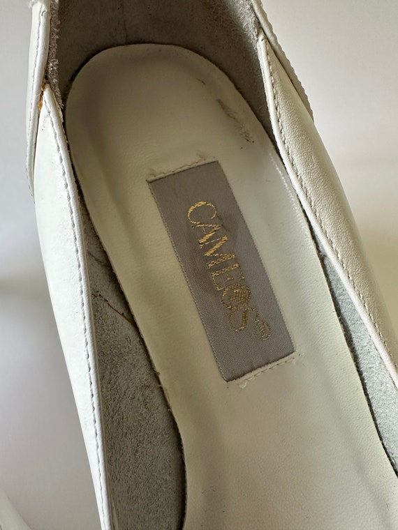 Vintage Ladies White Open Toe Pumps, Cameos Brand… - image 7