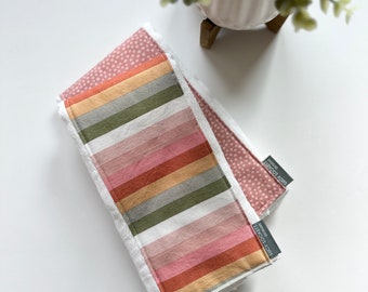 Baby Girl Burp Cloths, Pink Striped, Rainbow Theme, Pink, Green, Gold, Rainbow Baby, Nursery, Baby Girl Shower Gift, Cloth Diaper, Burp Rags