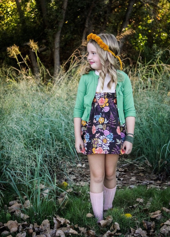 Ready to Ship Girls Cocoa Eggplant Floral Suspender Skirt Vintage Style Jumper Toddler High Waist Skirt Toddler Fall Skirt With Straps Etsy