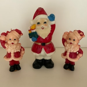 Vintage -  Set of 3 Santa Candles - Christmas Decoration - Antique - Unused - Gurley Candle Co -