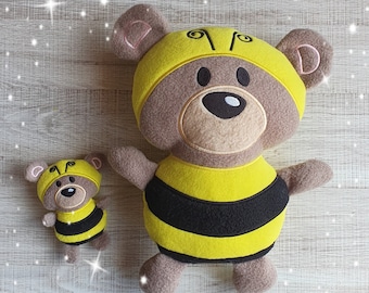 Buzzy Bear Honey Bee Stuffie ITH Embroidery Machine Pattern
