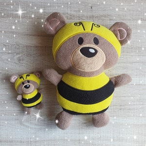 Buzzy Bear Honey Bee Stuffie ITH Embroidery Machine Pattern