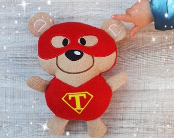 Super Hero Teddy Bear Stuffie ITH Embroidery Machine Pattern