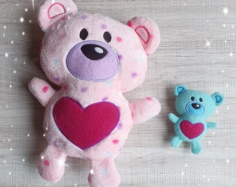 Valentine Love Teddy Bear Stuffie ITH Embroidery Machine Pattern
