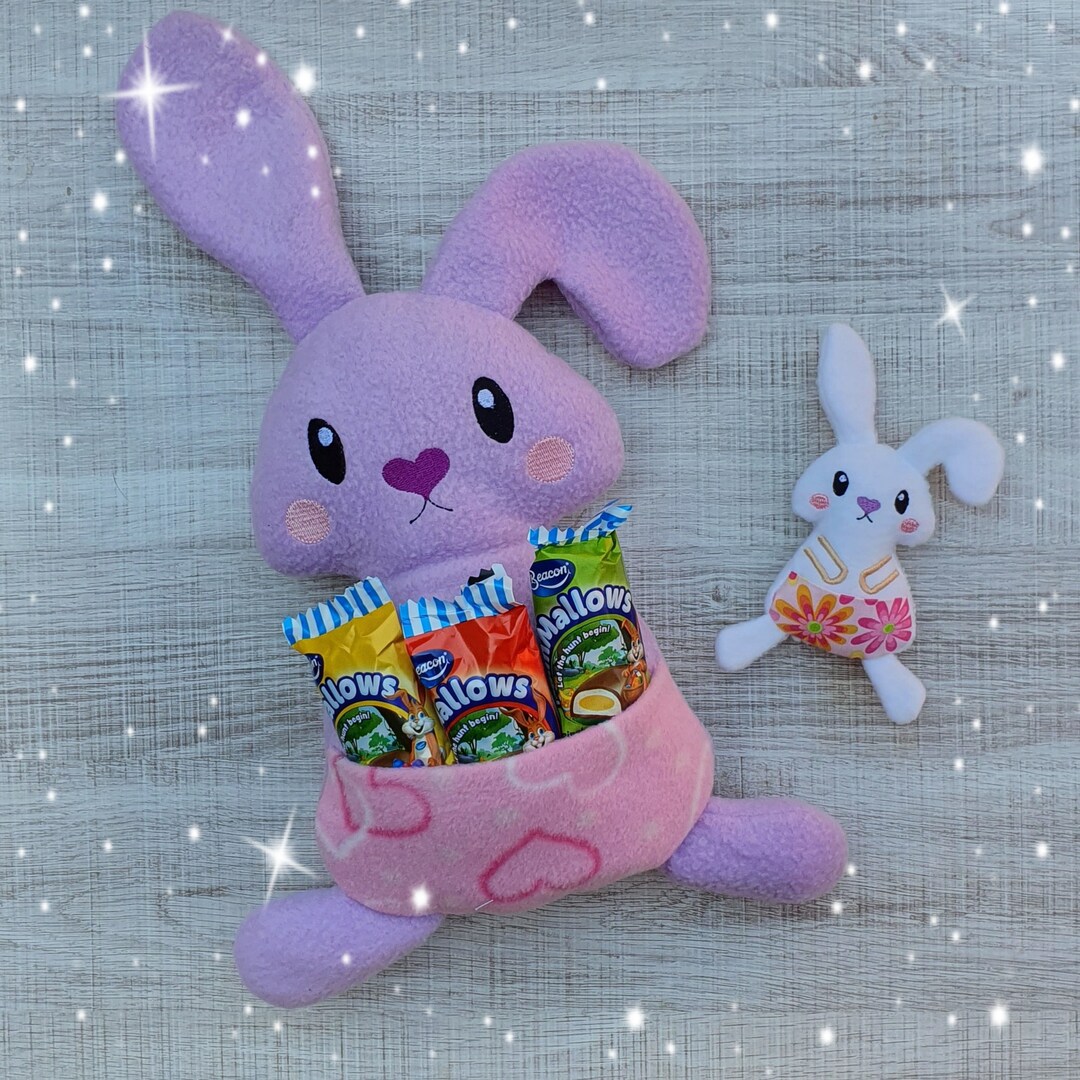 Pocket Easter Bunny Rabbit Stuffie ITH Embroidery Machine Pattern - Etsy