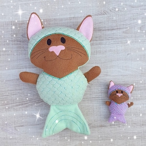 Mercat Mermaid Kitty Cat Stuffie ITH Embroidery Machine Pattern