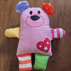 Scrappy Teddy Bear Stuffie ITH Embroidery Machine Pattern