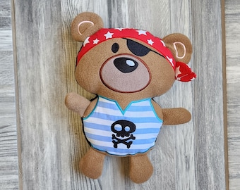 Pirate Teddy Bear Stuffie ITH Embroidery Machine Pattern