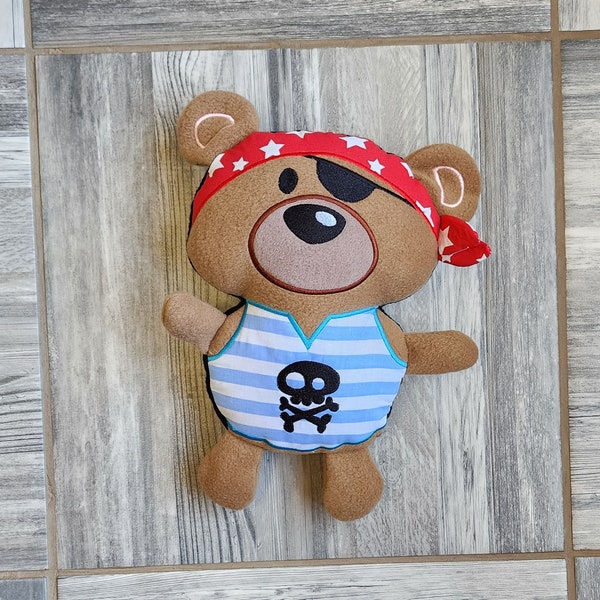 Pirate Teddy Bear Stuffie ITH Motif de machine à broder