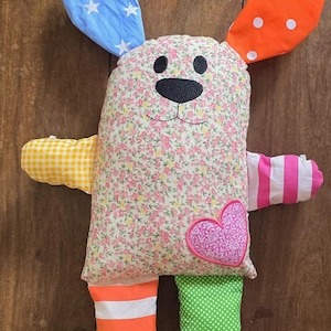 Scrappy Bunny Rabbit Stuffie ITH Embroidery Machine Pattern