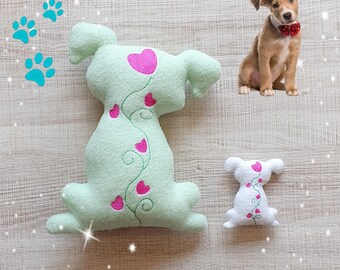 Floral Dog Puppy Silhouette Stuffie ITH Embroidery Machine Pattern