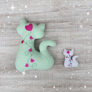 Floral Cat Kitty Silhouette Stuffie ITH Embroidery Machine Pattern