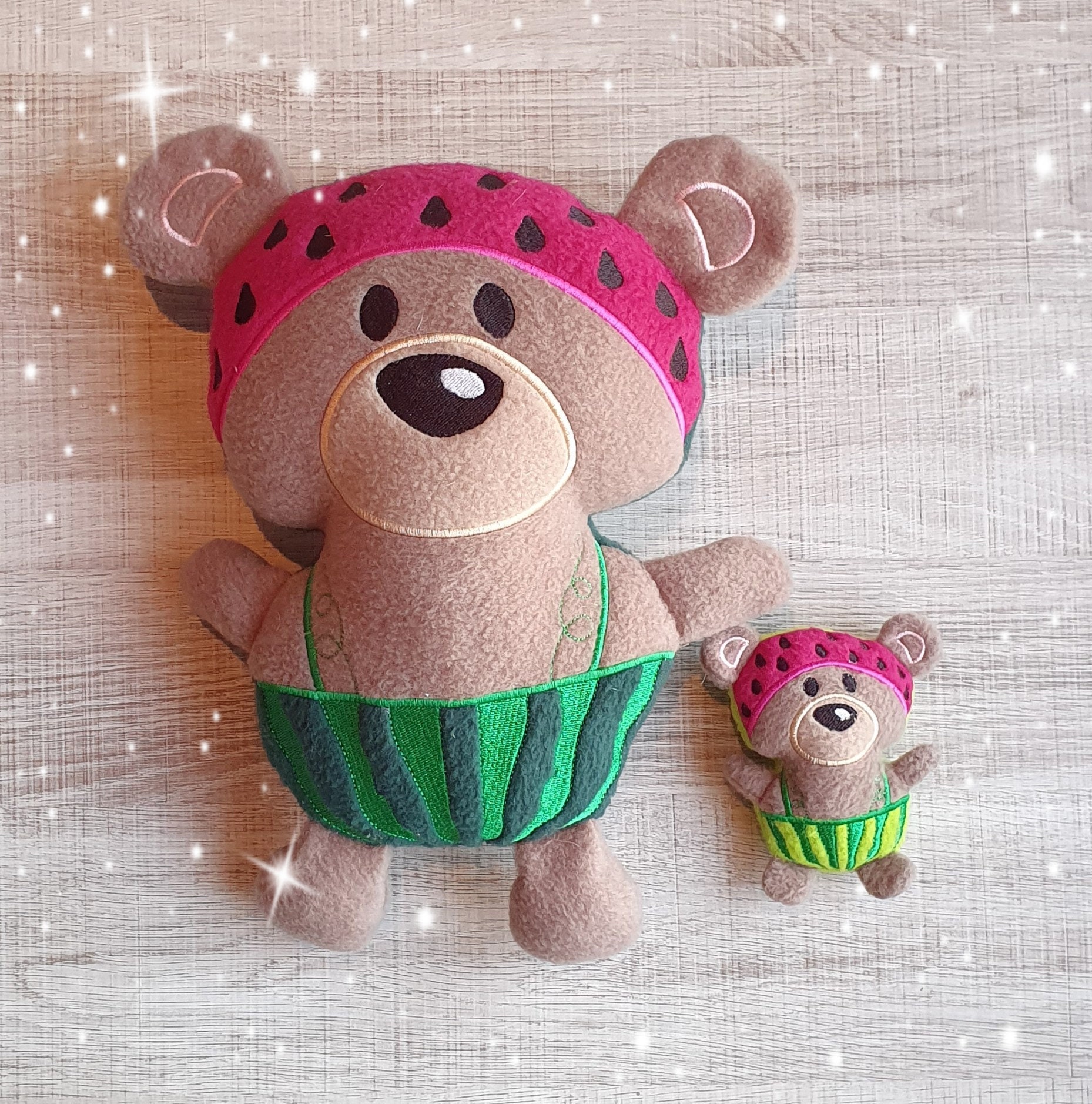 Watermelon Teddy Bear Stuffie Ith Embroidery Machine Pattern Etsy