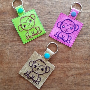 Monkey Snap Tab ITH Embroidery Machine Pattern