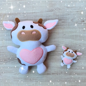 Love Heart Cow Bull Stuffie ITH Embroidery Machine Pattern