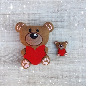 Heart Teddy Bear Stuffie ITH Embroidery Machine Pattern
