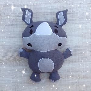 Rhino Rhinoceros Stuffie ITH Embroidery Machine Pattern