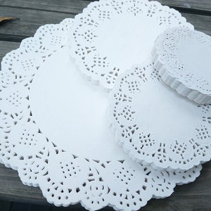 White,Off White Round Lace Paper Doilies Doyleys Vintage Coasters, 100pcs/200pcs. Additional emergency shipping. image 3