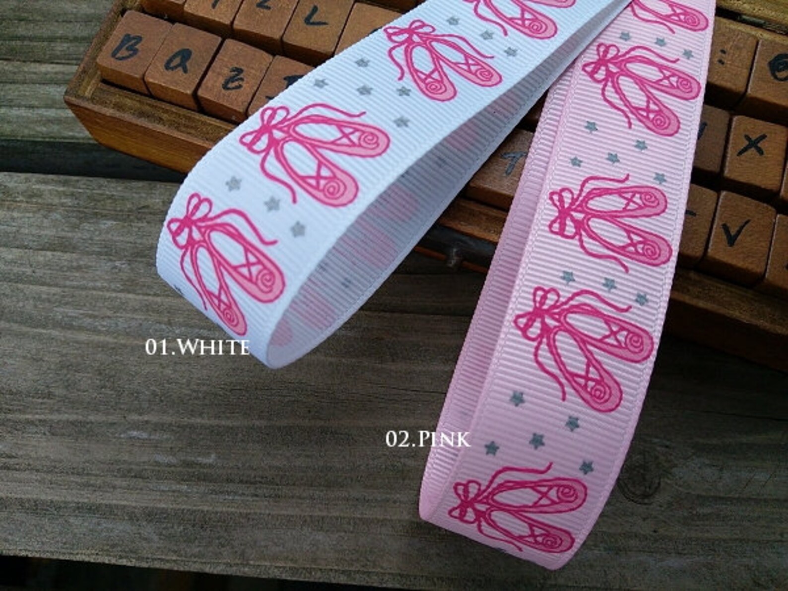 princess,ballet shoes,silver star printed grosgrain ribbon,(choose color)22mm(0.88