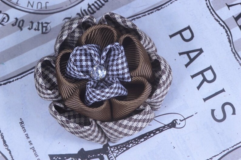 Brown,Scottish Plaid Ribbon,Houndstooth Ribbon, Choose Width by 4 meter.
