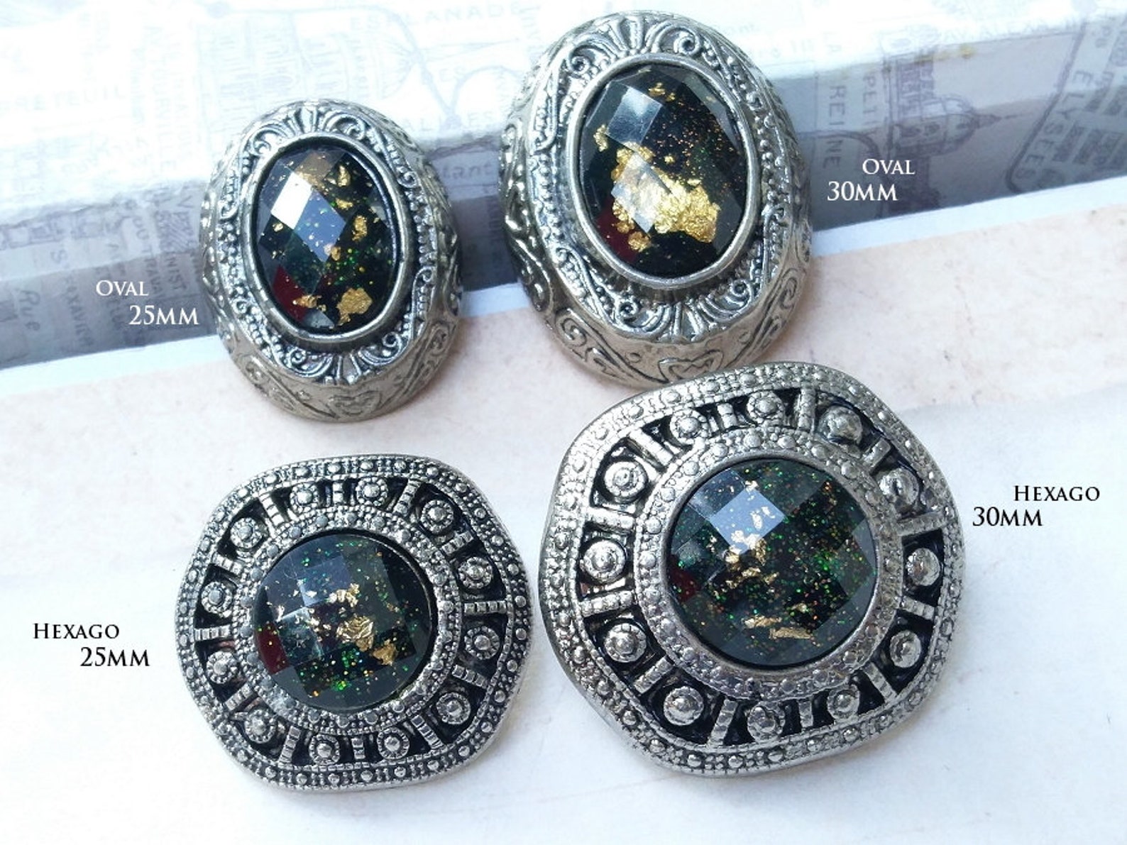 Antique Silver Gold Foil Jewelry Etsy